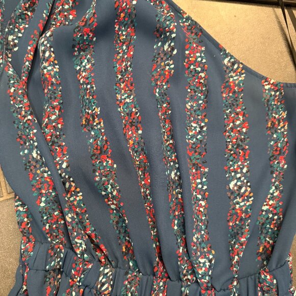 BCBGeneration one-shoulder dress blue with multicolor stripes - size small - Picture 2 of 3
